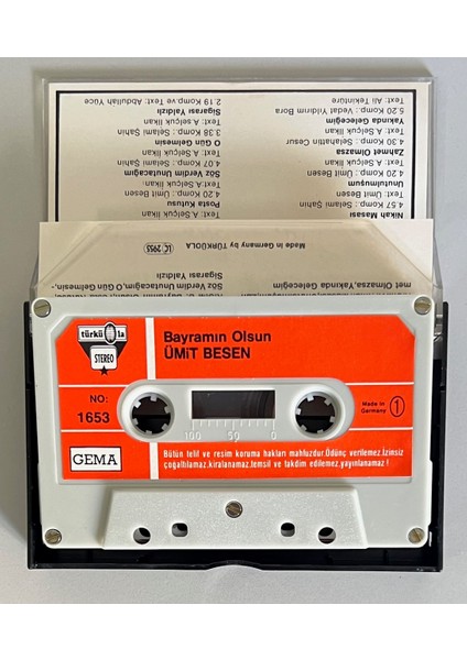 Ümit Besen Bayramın Olsun Türküola 1653 Alman Baskı Kaset (Orijinal Dönem Alman Baskı Kaset) fiyatları