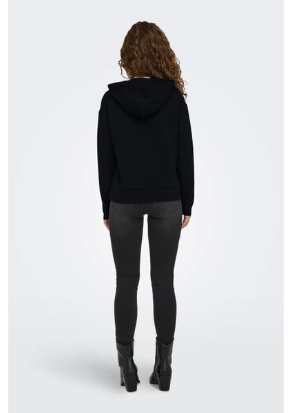 Kadın Onlfancy Kapüşonlu Kanguru Cepli Sweatshirt 15303838 Siyah fiyatları