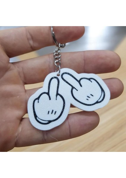 Mickey ile Orta Parmak Sevimli Figür Karakter Anahtarlık