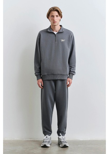Erkek Logolu Yarı Fermuarlı Sweatshirt M0S10465-80776 Gri fiyatları