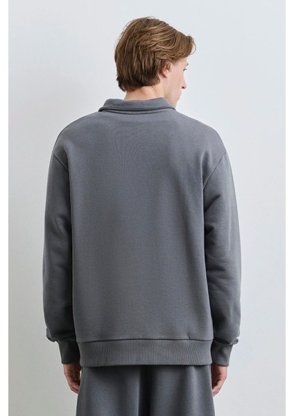 Erkek Logolu Yarı Fermuarlı Sweatshirt M0S10465-80776 Gri fırsatları