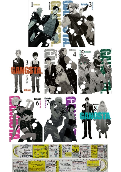 Gangsta 1-2-3-4-5-6-7-8. Ciltler Manga Seti + Mat. Öğreten Cetvel