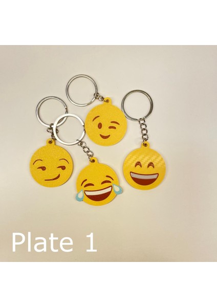 4 Çeşit Emoji Gülen Suratlar Sevimli Figür Karakter Anahtarlık
