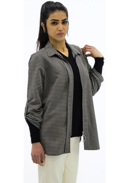 Fermuarlı Viskon Gömlek