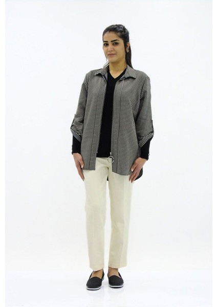 Fermuarlı Viskon Gömlek