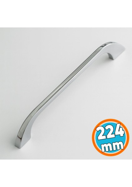 Mobilya Mutfak Dolabı Çekmece Dolap Kulpları Kapak Kulpu Kulbu Krom Renk 224 mm Metal Kulp