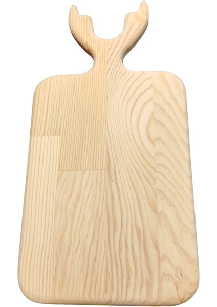 Rustik Geyik Boynuzu Desenli Ahşap Servis Tabağı