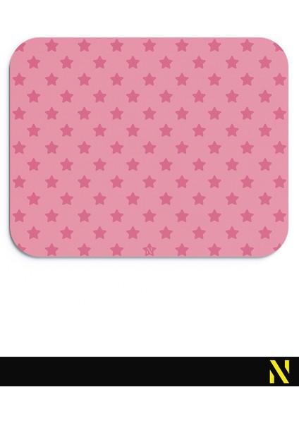 Pembe Renkli Yıldız Desen Ergonomik Mouse Pad - 23 cm x 19 cm - Kaydırmaz Taban Ev ve Ofis Kullanımı Için Ideal Fare Altlığı Mousepad
