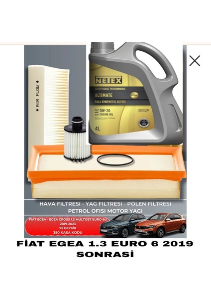 Fiat Egea Cross 1.3 Multijet Euro 6-6d 2019-2023 95 Beygir+Netex 0W20 4lt Tam Sentetık