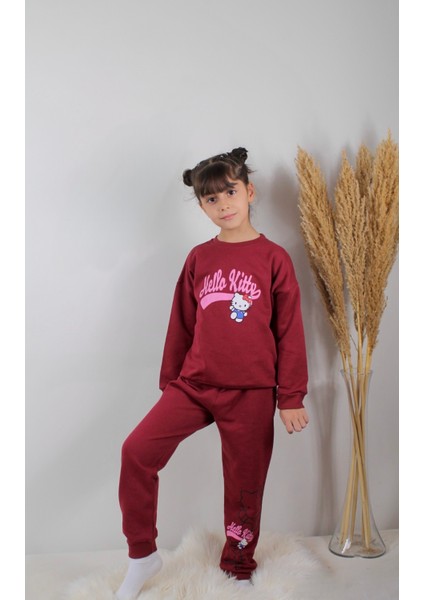 Matu Kids Bordo Kız Çocuk Hello Kitty Baskılı Eşofman Takım 3/10 Yaş