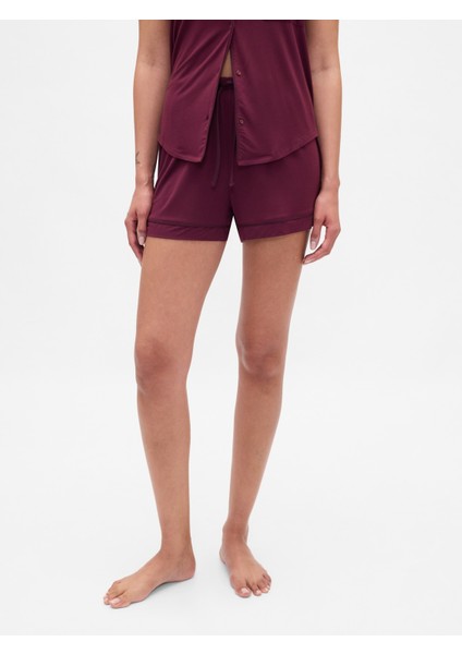 Kadın Bordo Modal Pijama Şort