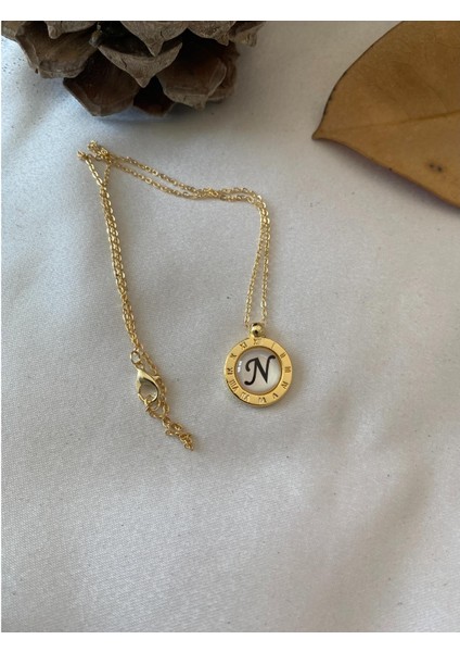 N Harfli Kolye Altın Renk