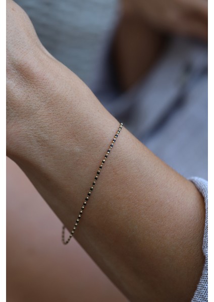 14 Ayar Altın Siyah Mineli Bileklik modelleri