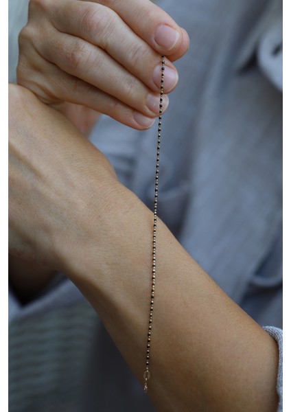 14 Ayar Altın Siyah Mineli Bileklik indirimleri