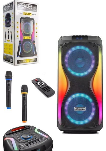 Büyük Boy Bluetooth Hoparlör 40000WATTS Speaker 8x2 Çift Hoparlör 2 Mikrofonlu 3600MAH Parti Boy fırsatları