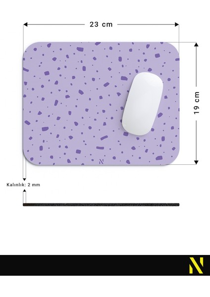 Mor Desenli Ergonomik Mouse Pad - 23 cm x 19 cm - Kaydırmaz Taban Ev ve Ofis Kullanımı Için Ideal Fare Altlığı Mousepad