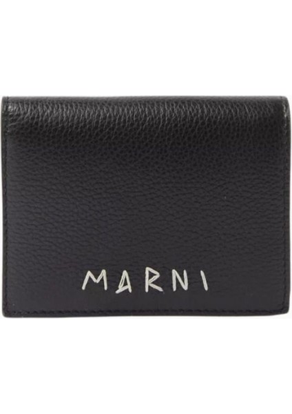 Bifold Calfskin Deri Cüzdan, El Dikişli Logo Detaylı