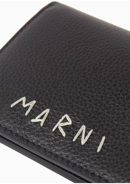 Bifold Calfskin Deri Cüzdan, El Dikişli Logo Detaylı fırsatları