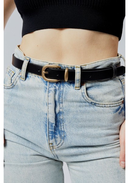 Hakiki Deri Kadın Kemer 2,5 cm Eskitme Sarı Tokalı fırsatları