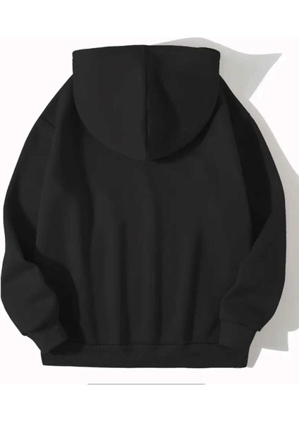 Berry Good Baskılı Kapüşonlu Cepli Içi Yünlü Siyah Sweatshirt fiyatları