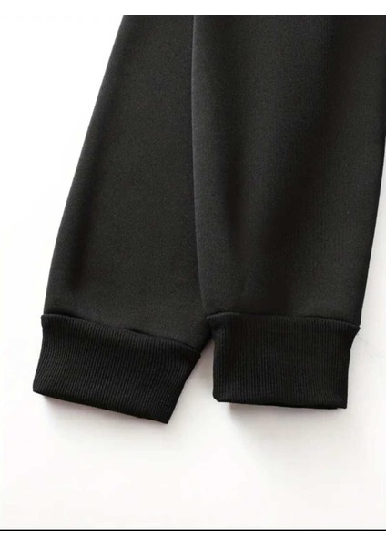 Through Bear Baskılı Kapüşonlu Cepli Içi Yünlü Siyah Sweatshirt fırsatları