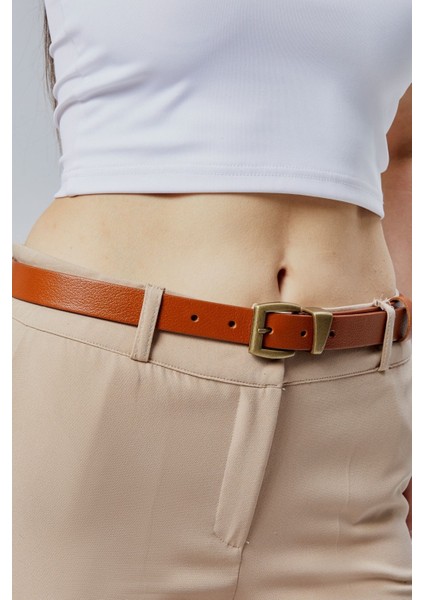 Hakiki Deri Antik Sarı Tokalı Kadın Kemeri 2,5cm Taba fiyatları