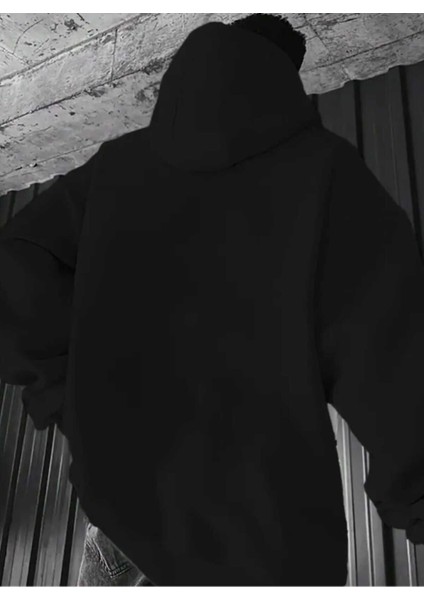 Soccer Rythm Baskılı Kapüşonlu Cepli Içi Yünlü Siyah Sweatshirt fiyatları