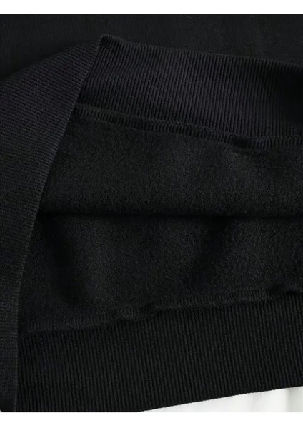 Karahindiba Baskılı Bisiklet Yaka Siyah Sweatshirt indirimleri