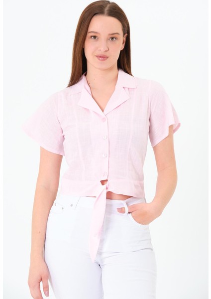 Önü Bağlamalı Gömlek Pembe