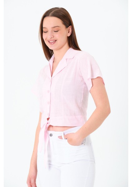 Önü Bağlamalı Gömlek Pembe modelleri