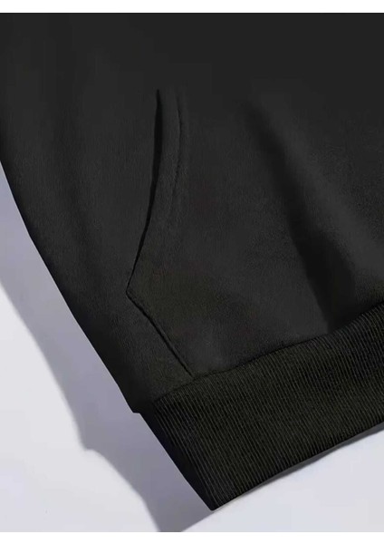 Aot Keşif Birliği Arka Göğüs Baskılı Kapüşonlu Cepli Içi Yünlü Siyah Sweatshirt fırsatları