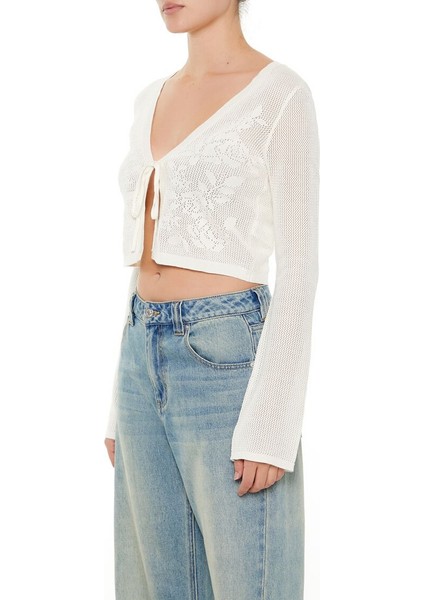 Çiçek Desenli Tığ Hırka