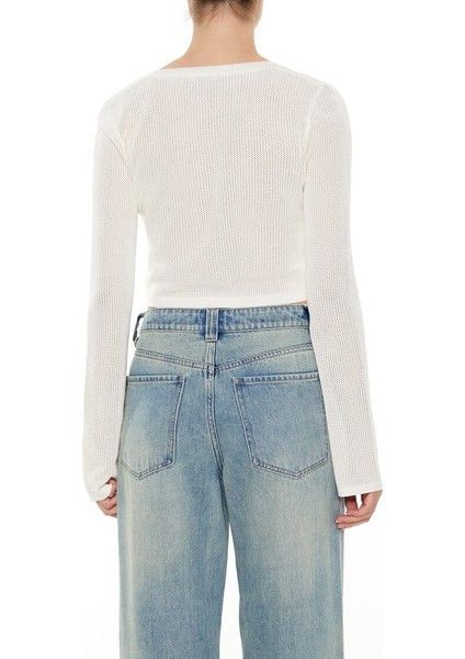 Çiçek Desenli Tığ Hırka