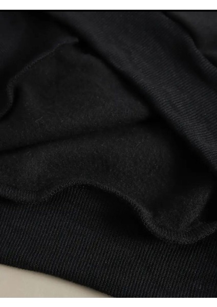 Sevimli Ayı Baskılı Bisiklet Yaka Siyah Sweatshirt fırsatları