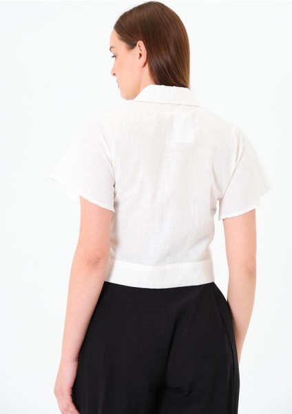 Önü Bağlamalı Gömlek Ekru modelleri