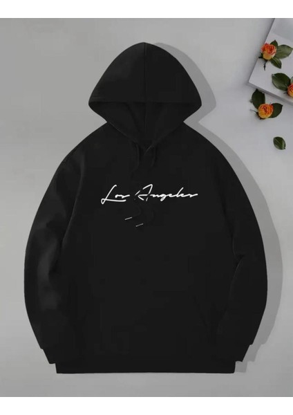 Arka Ön Baskılı City Of Angeles Cepli Kapüşonlu Sweatshırt fiyatları