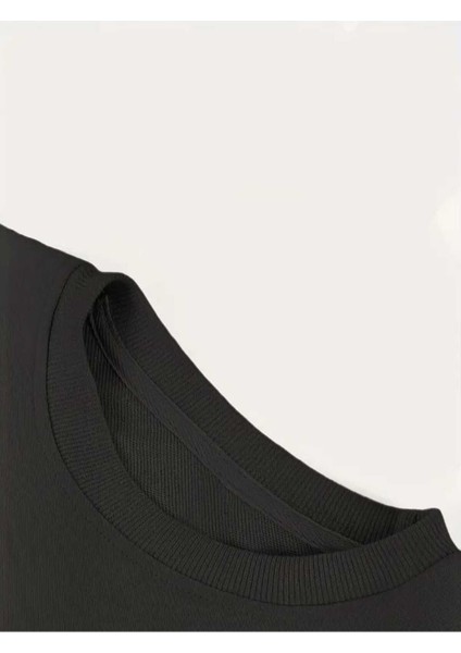 Yarım Yüz Leopar Baskılı Bisiklet Yaka Siyah Sweatshirt modelleri