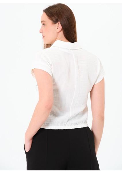 Müslin Cep Baskılı Cepli Gömlek Ekru indirimleri