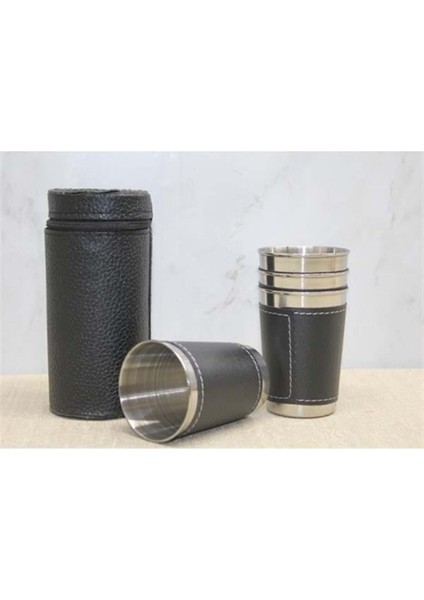Hakiki Derili Kılıflı 4'lü Shot Bardak