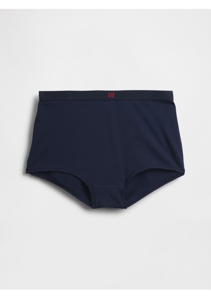 Kadın Lacivert Organik Stretch Pamuk High Rise Şort