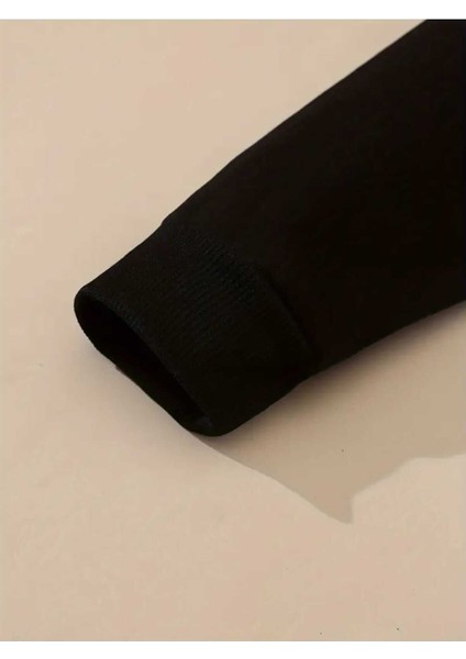 Horror Princess Arka Baskılı Kapüşonlu Cepli Pamuklu Siyah Sweatshirt modelleri