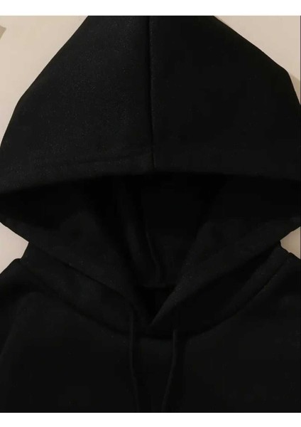 Horror Princess Arka Baskılı Kapüşonlu Cepli Pamuklu Siyah Sweatshirt indirimleri