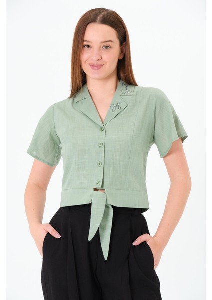 Önü Bağlamalı Gömlek Yeşil