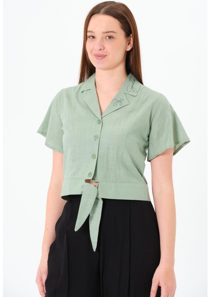 Önü Bağlamalı Gömlek Yeşil modelleri