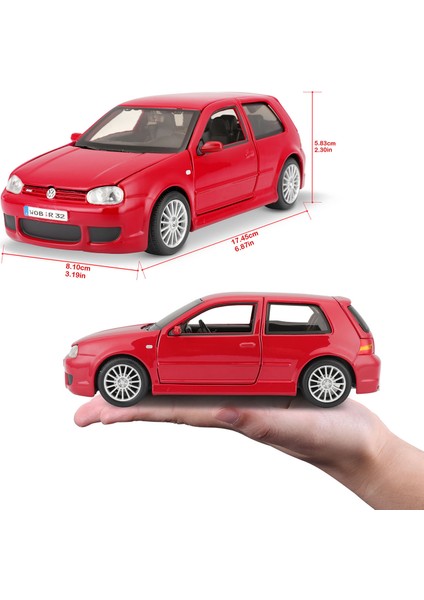 1:24 Volkswagen Golf R32 Model Araba 31290 - Kırmızı modelleri