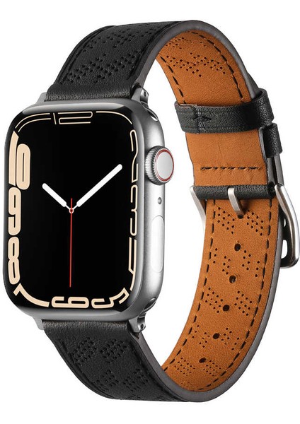 Apple Watch Se (40MM) Uyumlu Renkli Suni Deri Kordon-76 Siyah