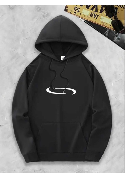 I Am Music Arka Baskılı Kapüşonlu Cepli Pamuklu Siyah Sweatshirt fiyatları