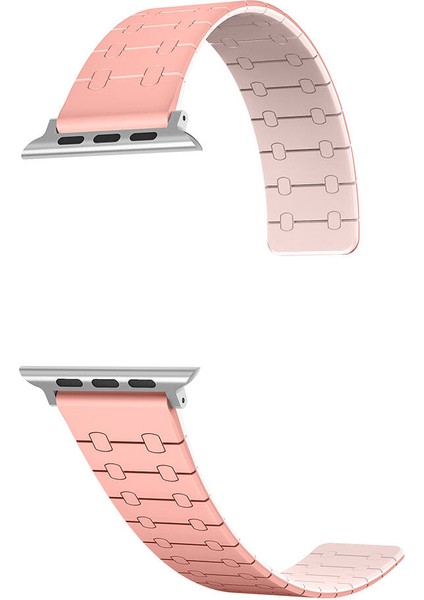 Apple Watch Se (44MM) Uyumlu Mıknatıslı Silikon KORDON-111 Pembe modelleri