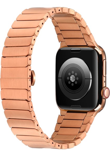Apple Watch 5 (40MM) Uyumlu Çizgi Tasarımlı Metal Kordon-79 Rose Gold fiyatları