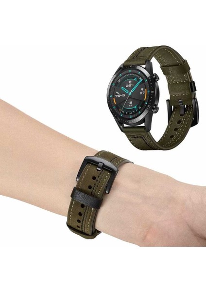 Huawei Watch Gt 2 (42MM) Uyumlu 20MM Suni Deri Pu Kordon-19 Yeşil fiyatları